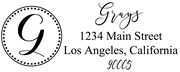 Solid Line and Dot Border Letter G Monogram Stamp Sample